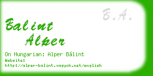 balint alper business card